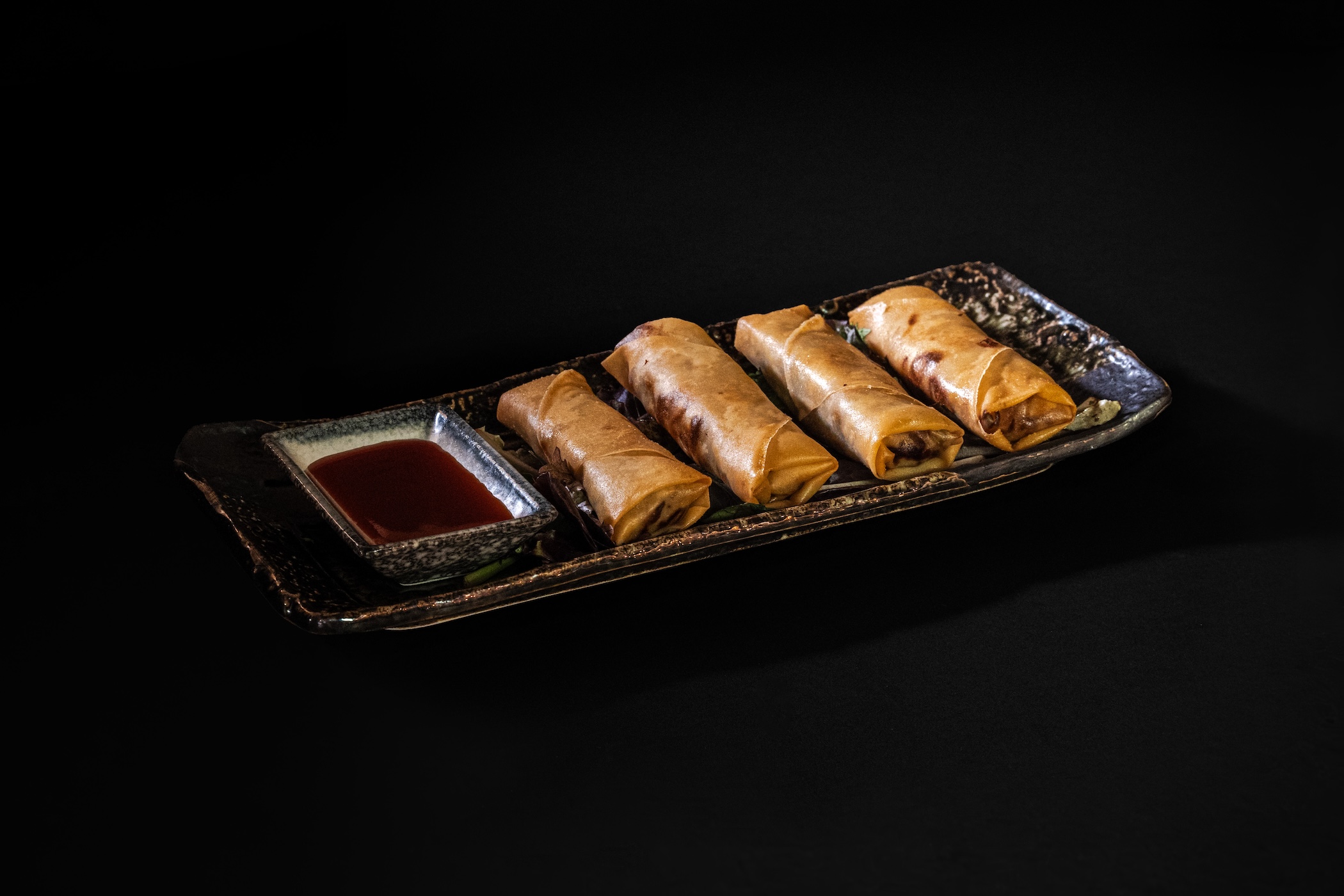 Plum glazed duck roll